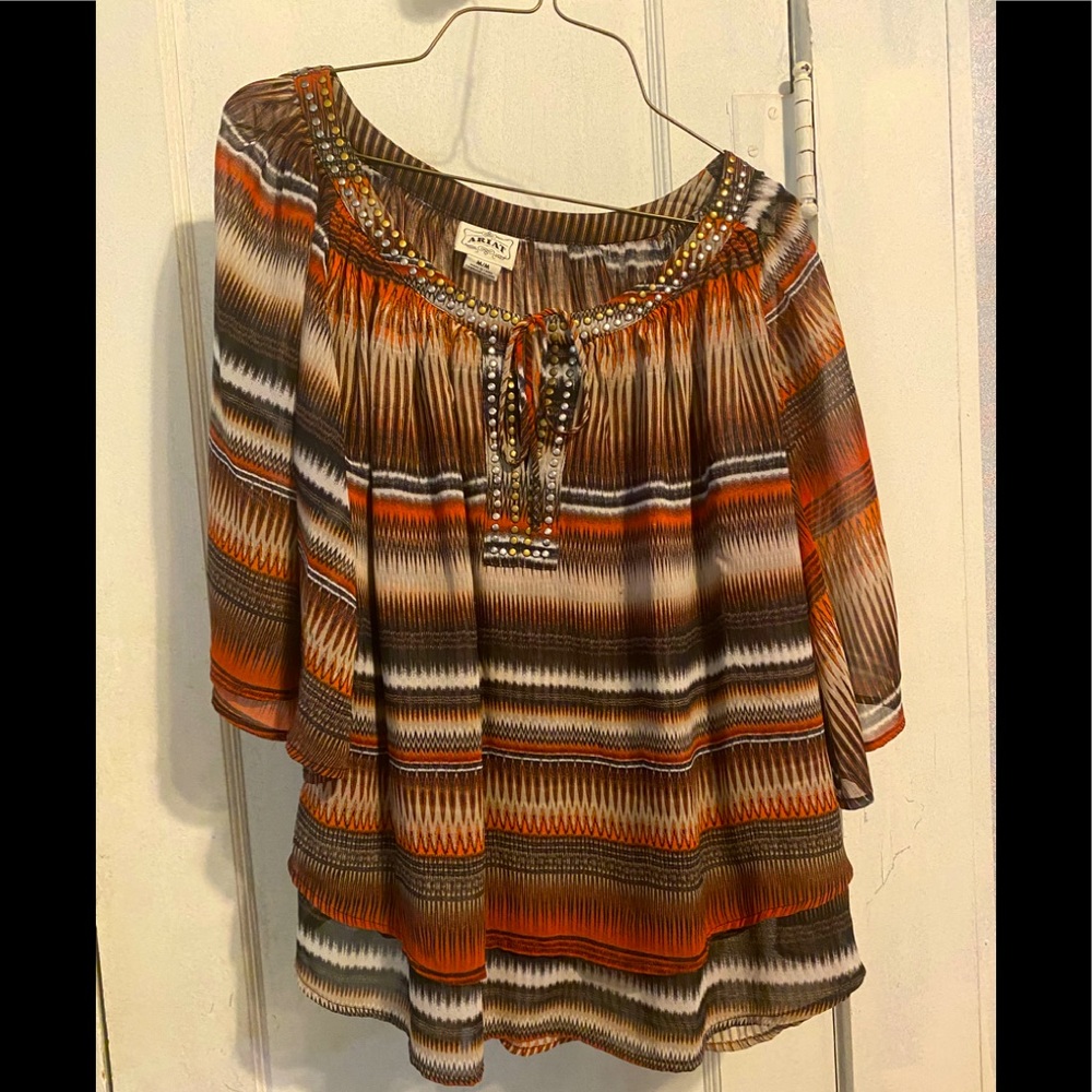 Fun Summer Sheer Western Cowgirl Blouse by Ariat